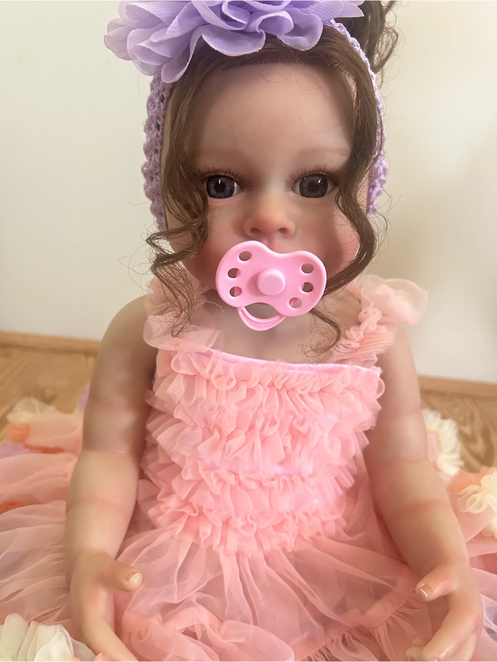 Cute Pink Ruffle Baby Doll in Pastel Tutu Dress Full body Vinyl - Picture 6 of 9